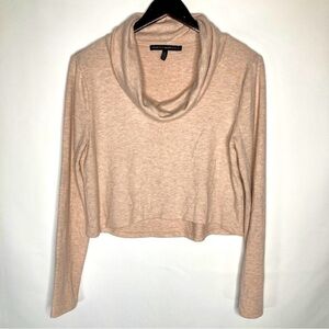 White House Black Market Women's Cream Knit Cowl Neck Cropped Sweater Size Small